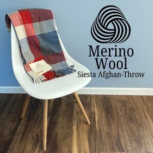 Vintage Faribo Siesta Afghan Throw Blanket Merino Wool 50 x 60 Pure Wool Plaid